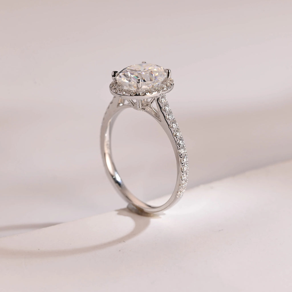 Solid Gold Oval Moissanite Engagement Ring with Ruby & Emerald (Copy)
