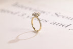 Solid Gold Pear Moissanite Engagement Ring, Half Eternity & Halo Promise/Proposal Ring