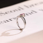 Solid Gold Pear Cut Purple Lab Grown Sapphire Engagement Ring, Split Shank Promise Ring