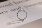Solid Gold Pear Moissanite Engagement Ring, Twisted Band Half Eternity Bridal Ring