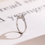 Solid Gold Half Eternity Marquise Cut Moissanite Engagement Ring, Proposal Ring