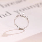 Solid Gold Round Moissanite Engagement Ring, Nature Inspired Proposal Ring
