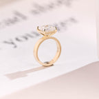 Solid Gold Princess Moissanite Engagement Ring, 3mm Wide Band Bridal Ring