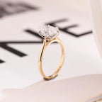 Solid Gold Oval Moissanite Engagement Ring, Six Prongs Promise Ring