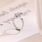 Solid Gold Marquise Moissanite Engagement Ring, Minimalist Bezel Ring