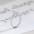 Solid Gold Pear Moissanite Engagement Ring with Hidden Halo