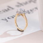 Solid Gold Oval Moissanite Engagement Ring, Two Tone Promise Ring