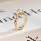 Solid Gold 4mm Wide Band, Marquise Moissanite Engagement Ring
