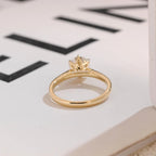 Solid Gold Tulip Flora Round Cut Moissanite Engagement Ring, Cathedral Ring
