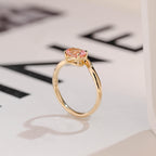 Solid Gold Oval Cut Moissanite Pink Sapphire Engagement Ring, Promise Ring