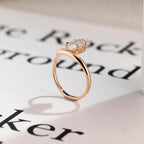 Solid Gold Marquise Cut Moissanite Engagement Ring, Open Shank Ring