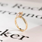 Solid Gold Tulip Floral Marquise Moissanite Engagement Ring
