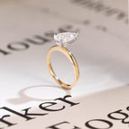 Solid Gold Two Tone Pear Cut Moissanite Engagement Ring, Unique Anniversary Ring