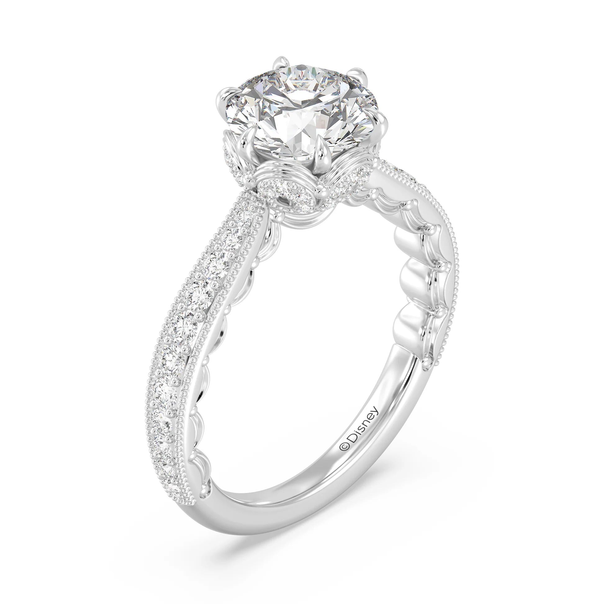 Enchanted Star Diamond And Gold Disney Princess Belle Vintage Ballroom Engagement Ring