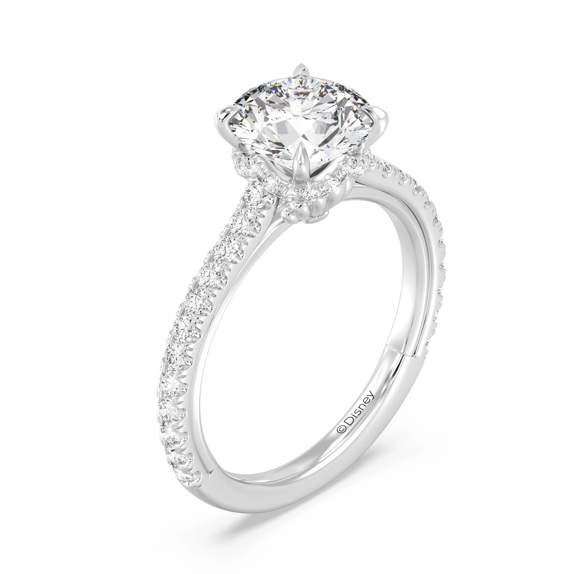 Enchanted Star Diamond And Gold Disney Princess Ariel Hidden Halo Engagement Ring