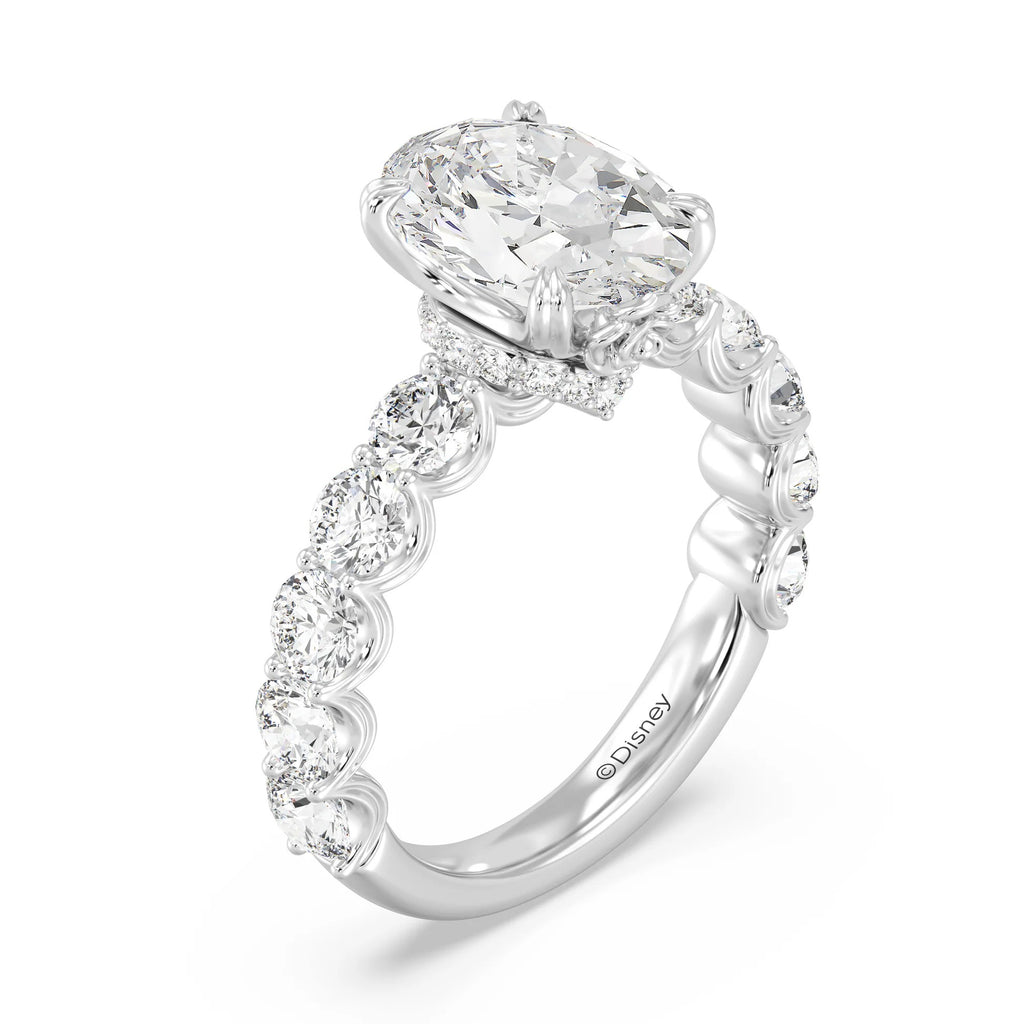 Enchanted Star Diamond And Gold Disney Princess Belle Hidden Halo Engagement Ring