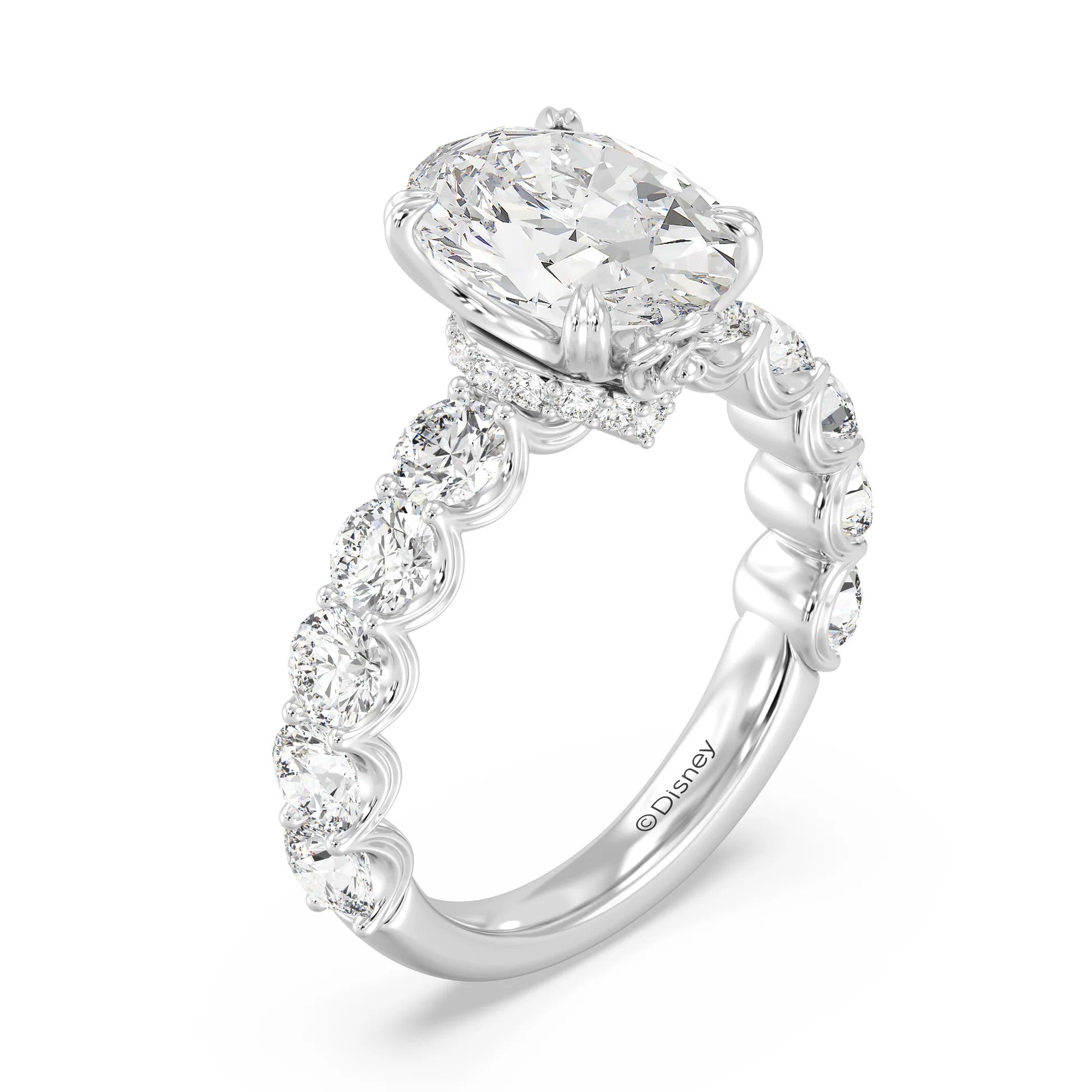 Enchanted Star Diamond And Gold Disney Princess Belle Hidden Halo Engagement Ring