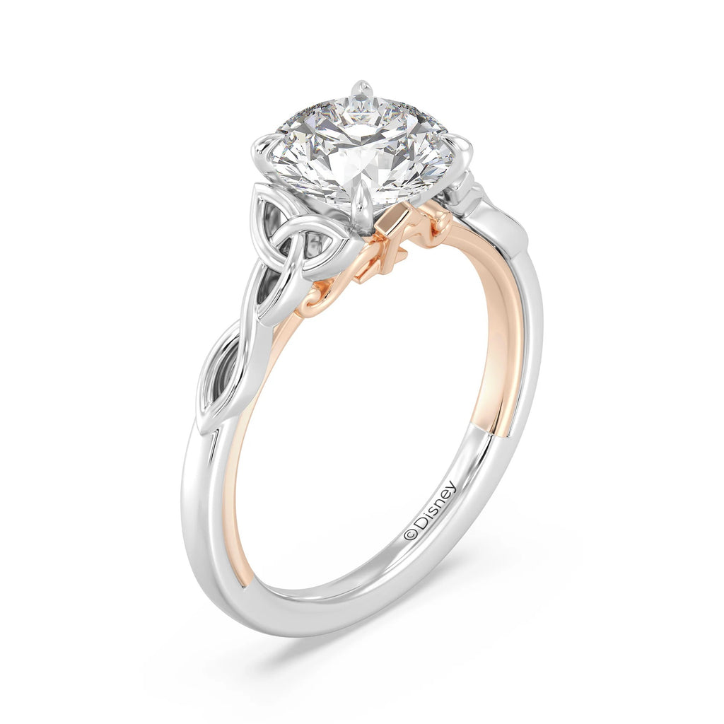 Enchanted Star Diamond And Gold Disney Princess Merida Celtic Solitaire Engagement Ring