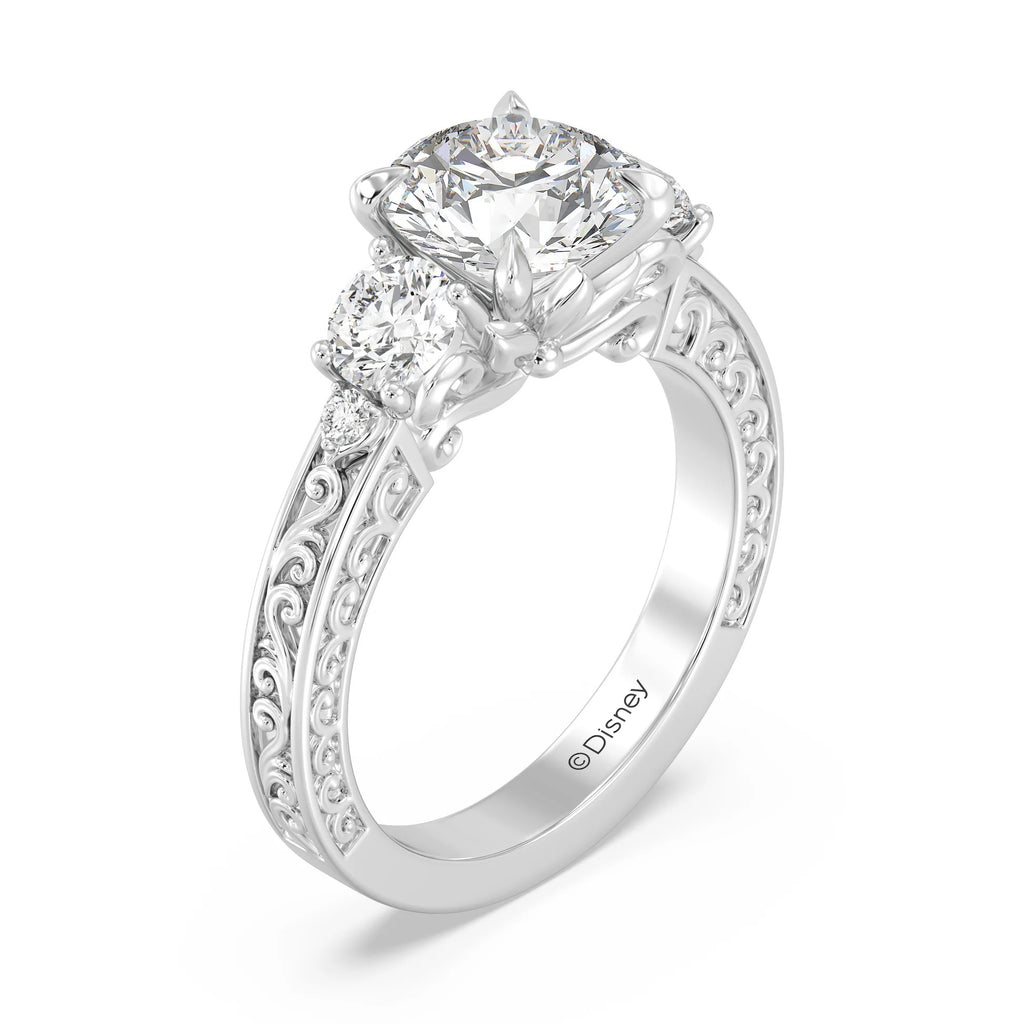 Enchanted Star Diamond And Gold Disney Princess Rapunzel Vintage Round Three Stone Engagement Ring