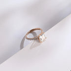 Solid Gold Princess Cut Moissanite Engagement Ring, Anniversary Gift for Her