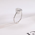 Solid Gold Oval Cut Crushed Ice Moissanite Engagement Ring with Bezel