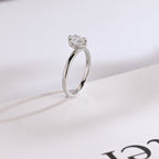 Solid Gold Solitaire Oval Cut Moissanite Engagement Ring with Six Prongs