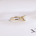 Solid Gold Oval Cut Moissanite Engagement Ring, Promise Ring