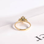 Solid Gold Oval Cut Moissanite Engagement Ring, Vintage Promise Ring