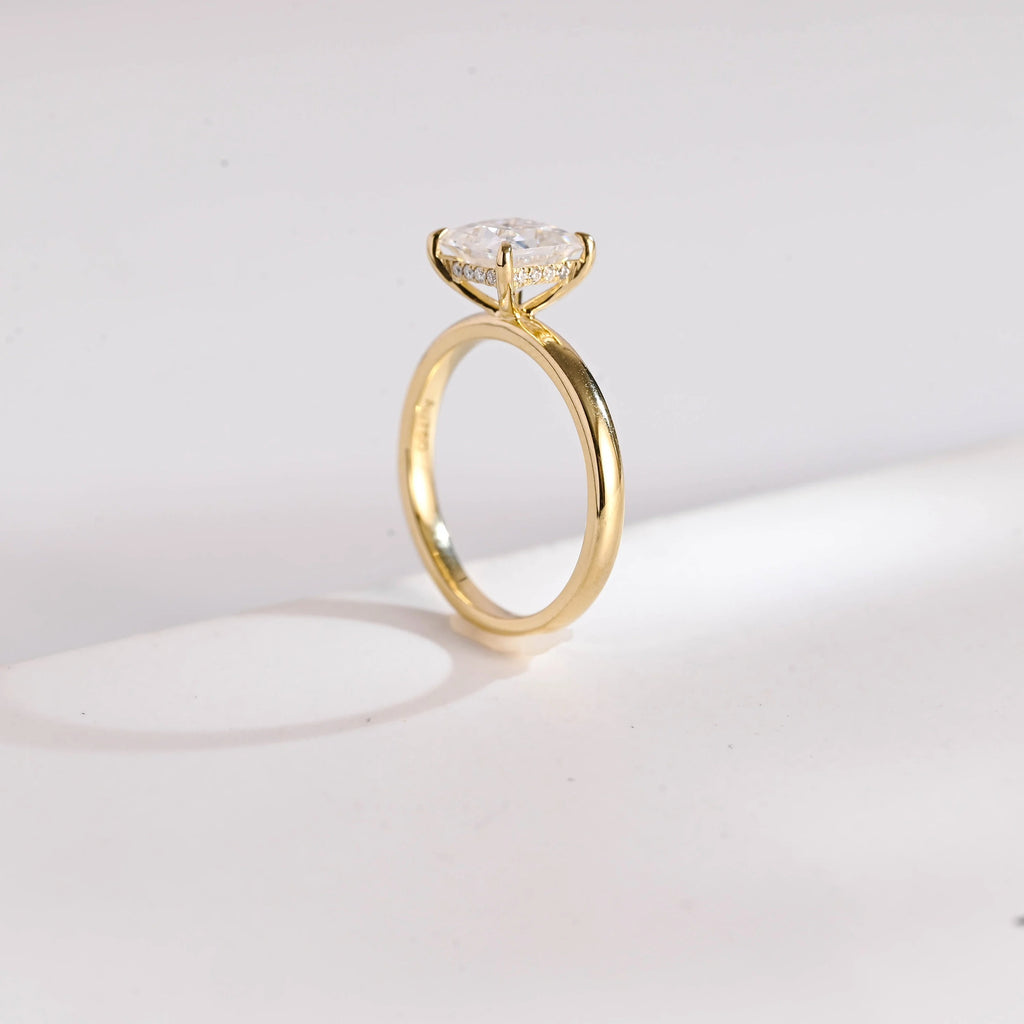 Solid Gold Princess Cut Moissanite Engagement Ring, Promise Ring