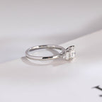 Three Stone Round Moissanite Engagement Ring, Solid Gold Dainty Anniversary Ring