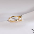 Solid Gold Oval Cut Cluster Moissanite Engagement Ring, Promise Ring