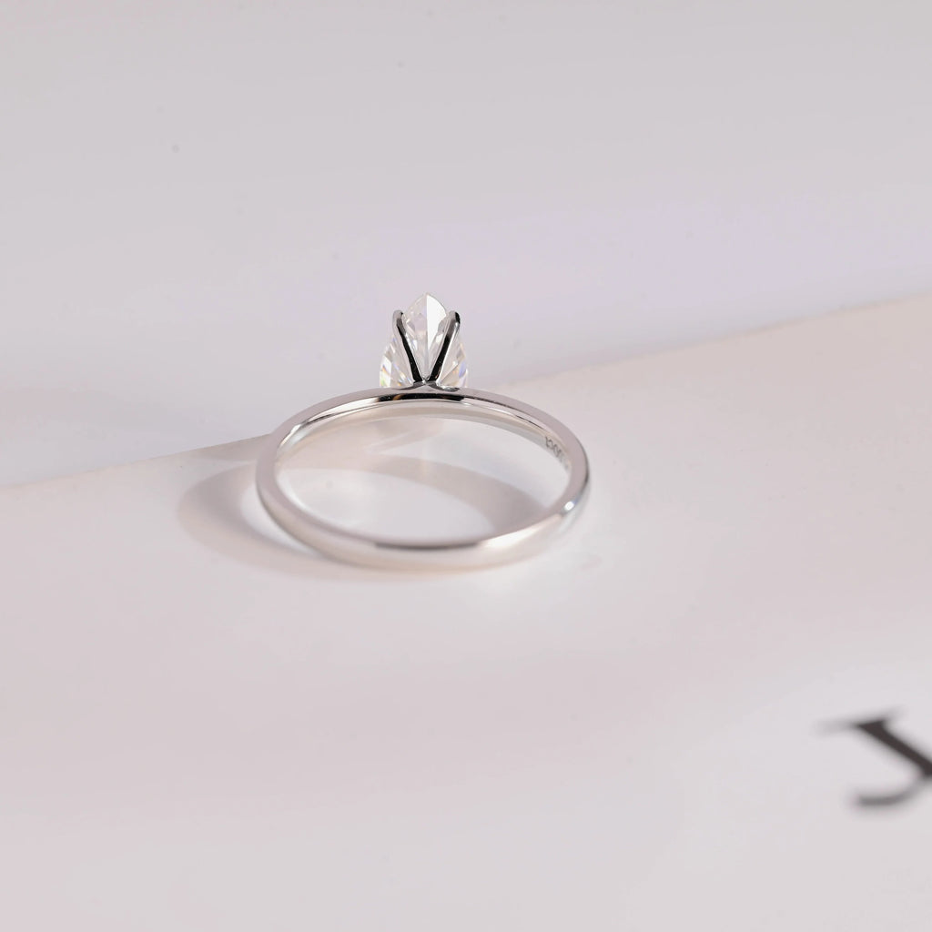 Solid Gold Pear Cut Moissanite Engagement Ring,