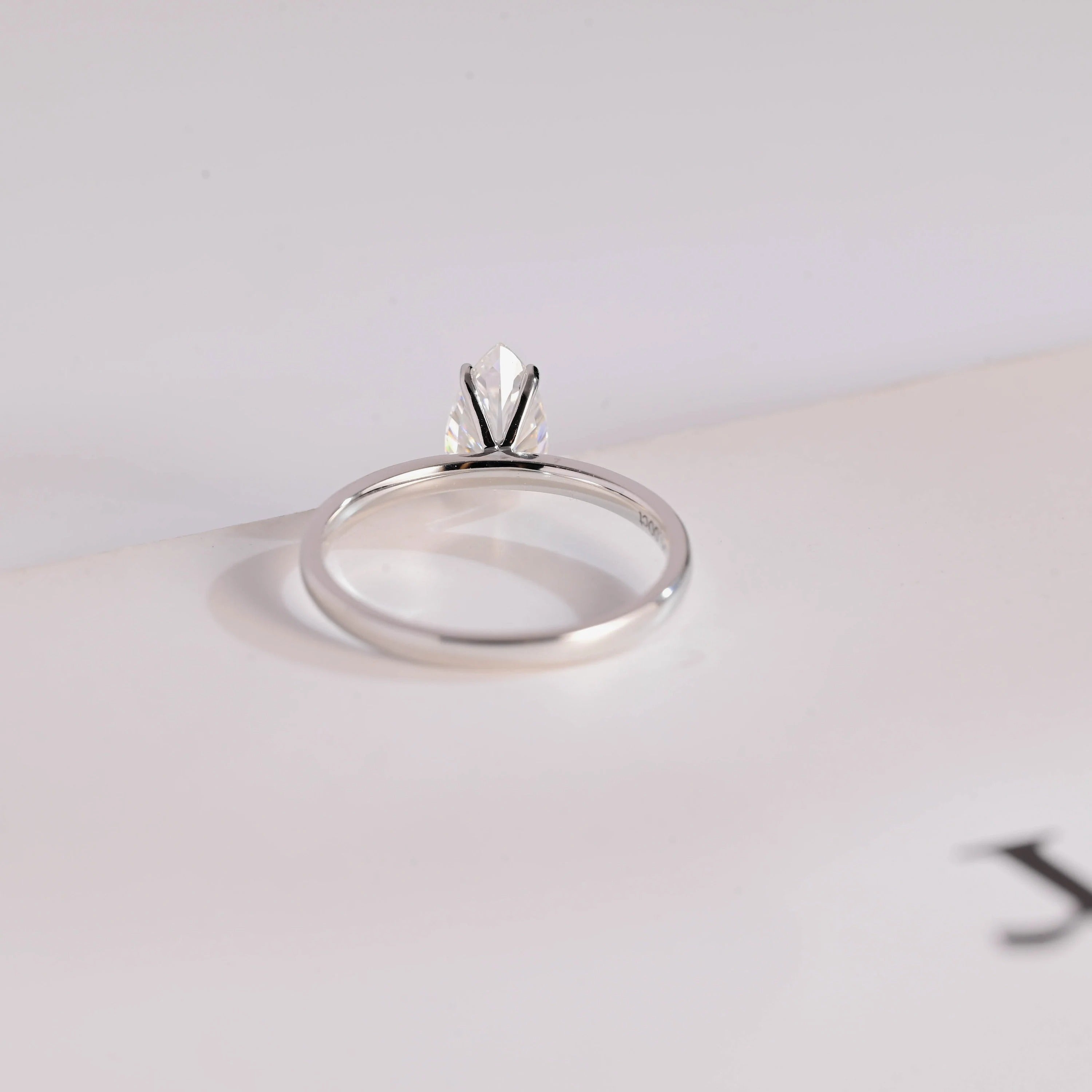 Solid Gold Pear Cut Moissanite Engagement Ring,