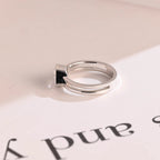 Solid Gold Pear Cut Moissanite Engagement Ring, Double Band Ring