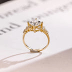 Solid Gold Princess Cut Moissanite Engagement Ring, Custom-Made Ring Available