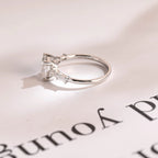 Solid Gold Princess Cut Moissanite Engagement Ring, Dainty Promise Ring