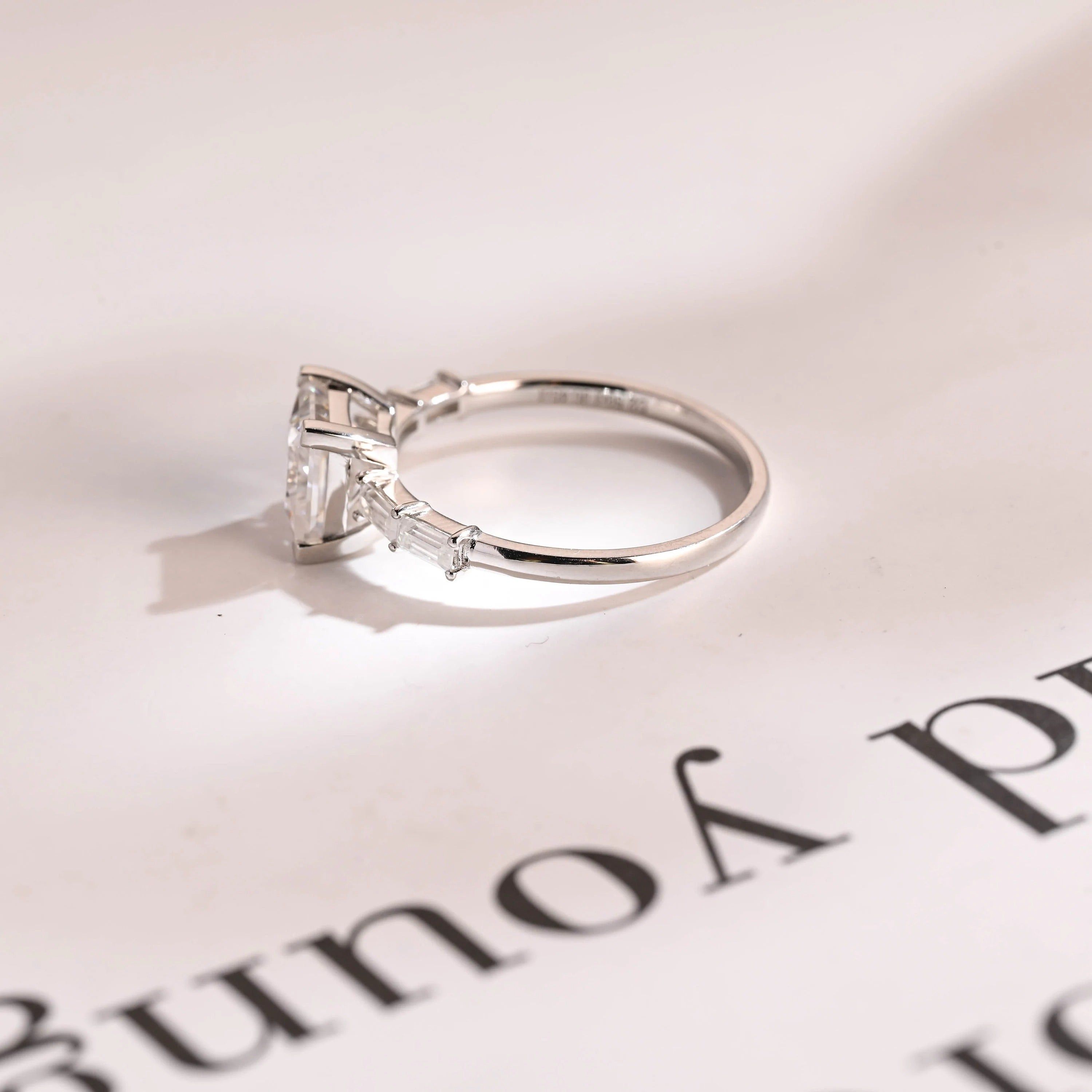 Solid Gold Princess Cut Moissanite Engagement Ring, Dainty Promise Ring