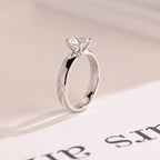 Solid Gold Minimalist Round Moissanite Engagement Ring, 3.5mm Width Band Ring