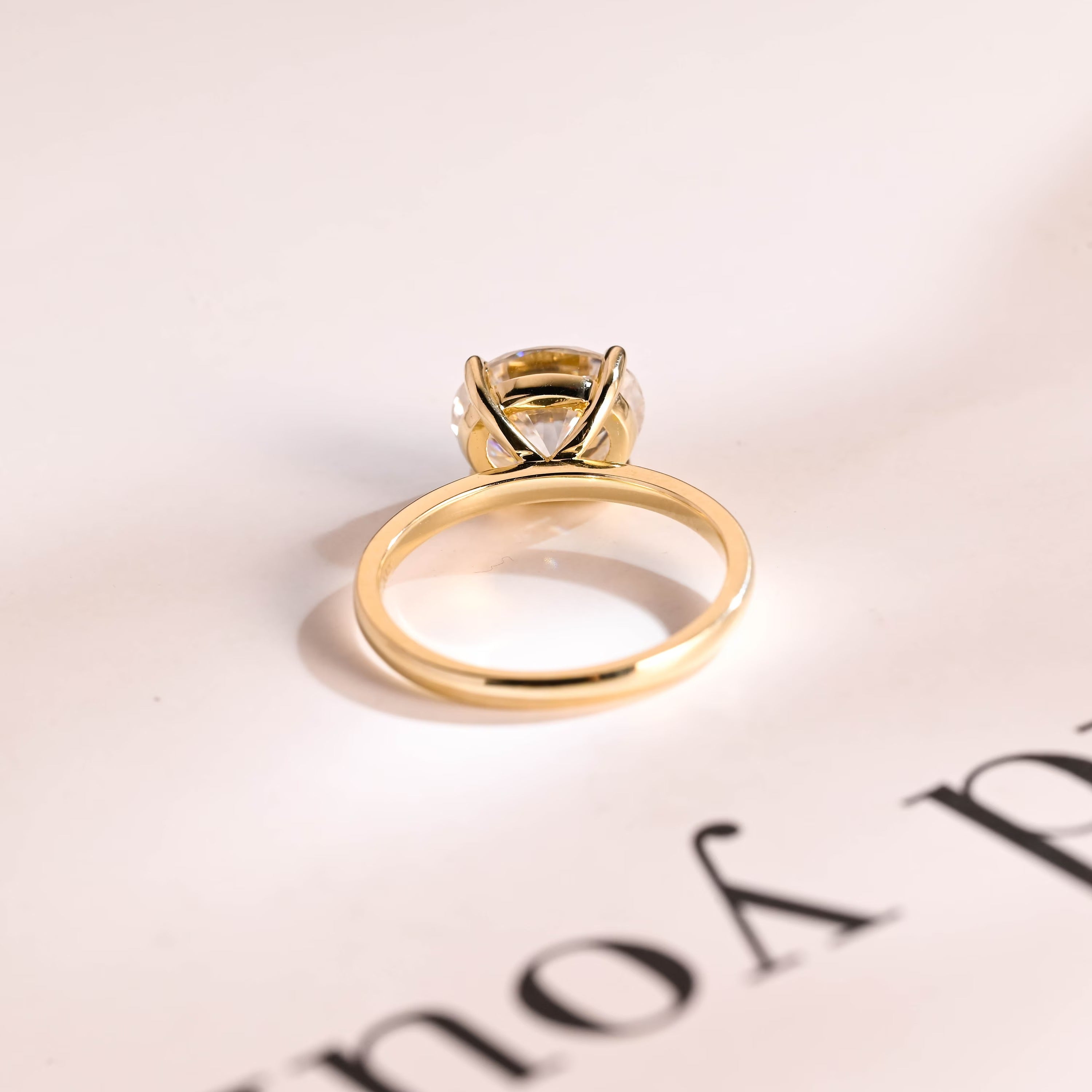Solid Gold East-West Solitaire Oval Cut Moissanite Engagement Ring, Promise Ring