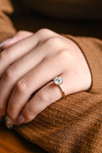 Solid Gold Tulip Floral Hidden Halo Round Moissanite Engagement Ring, Anniversary Gift for Her