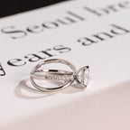 Solid Gold Trillion Cut Moissanite Engagement Ring, Double Band Open Shank Twisted Ring