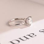 Solid Gold Round Moissanite Engagement Ring, Promise Ring for Her
