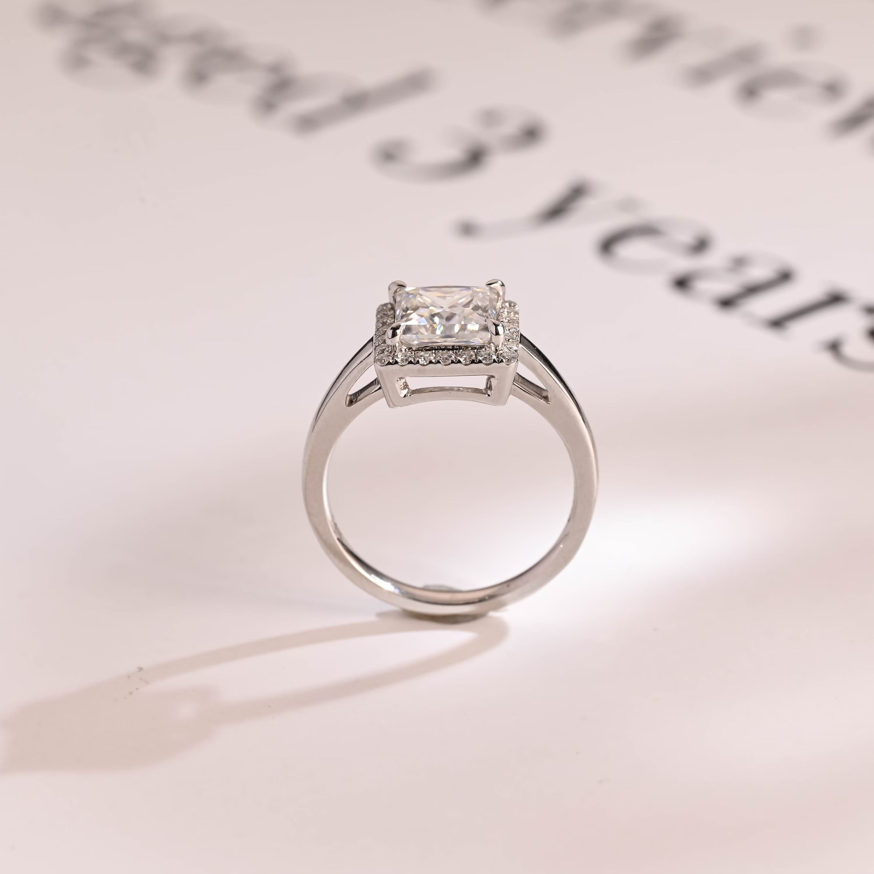 Solid Gold Princess Cut Moissanite Engagement Ring, Promise Ring