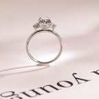 Solid Gold Pear Moissanite Engagement Ring with Accent Stone, Tear Drop Ring