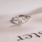 Solid Gold Pear Cut Moissanite Engagement Ring, Promise Ring