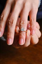 Solid Gold Princess Moissanite Engagement Ring, Proposal Ring