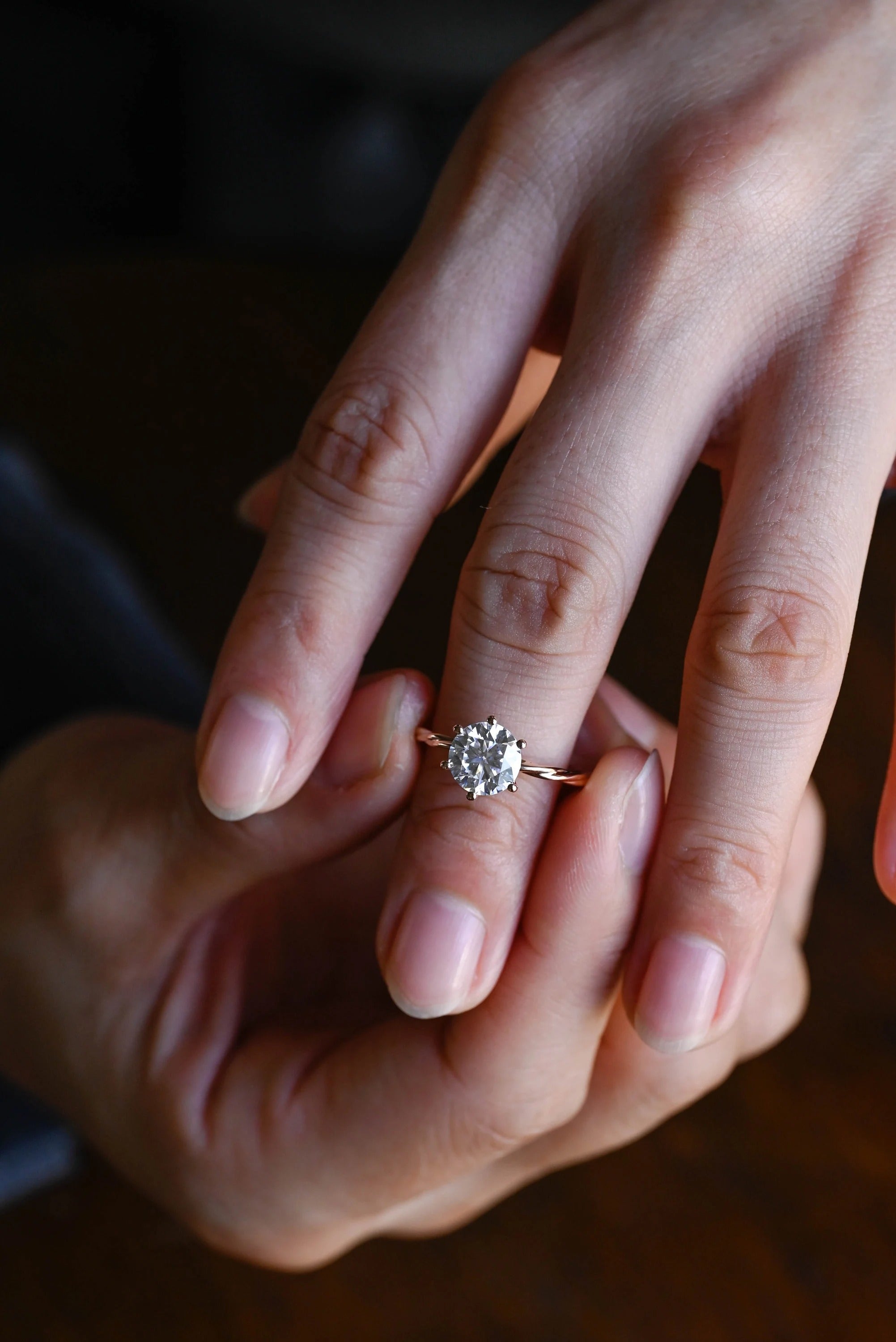 Solid Gold Moissanite Engagement Ring, Twisted Rope Band