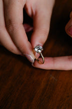 Solid Gold Round Cut Moissanite Engagement Ring, Anniversary Gift for Her