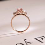 Solid Gold Round Cut Pink Sapphire Engagement Ring, Promise Ring