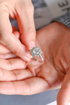Solid Gold Sunflower Round Moissanite Engagement Ring, Half Eternity Promise Ring